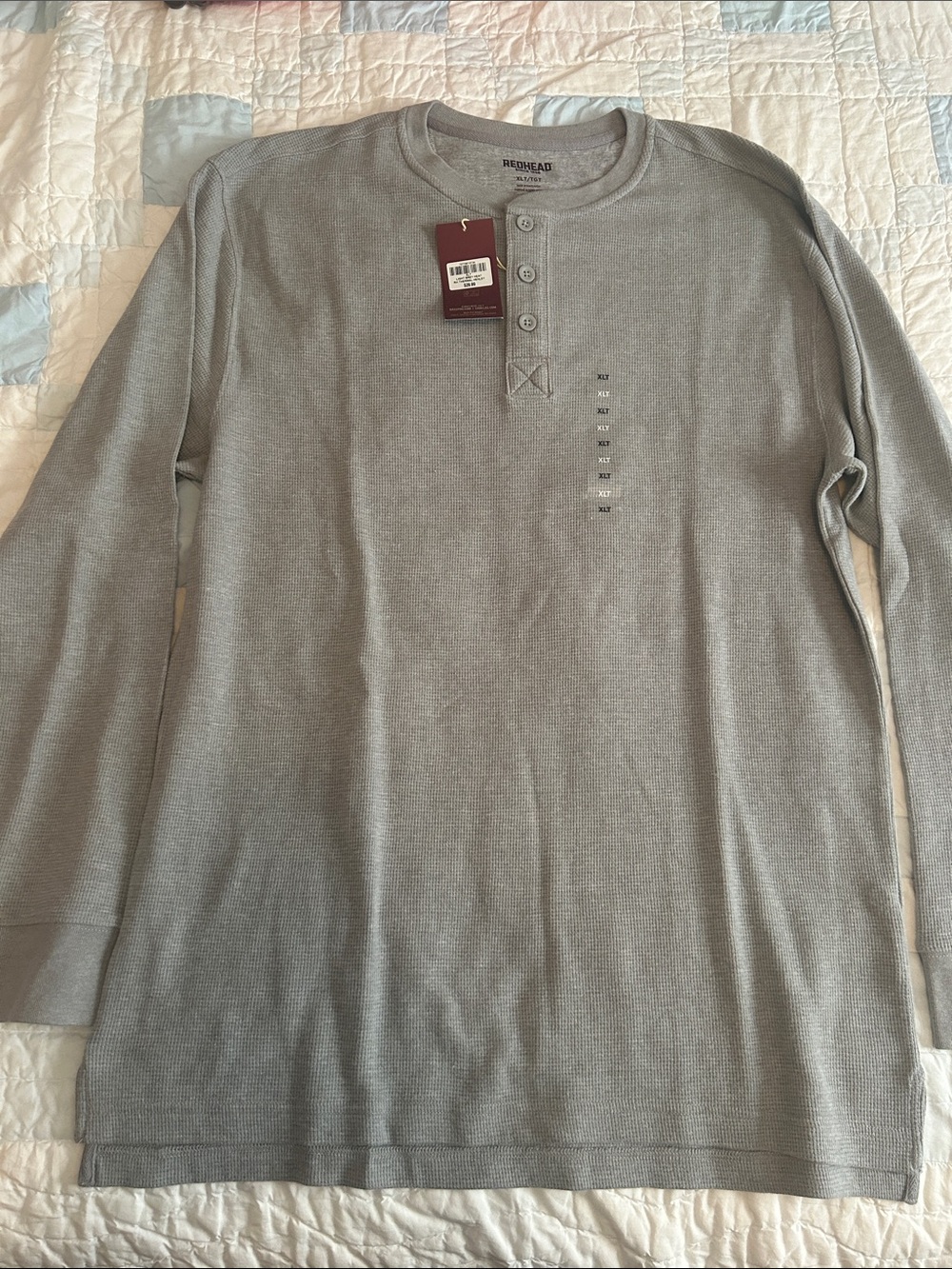 RedHead Men’s Light Gray Long-Sleeve Henley Shirt